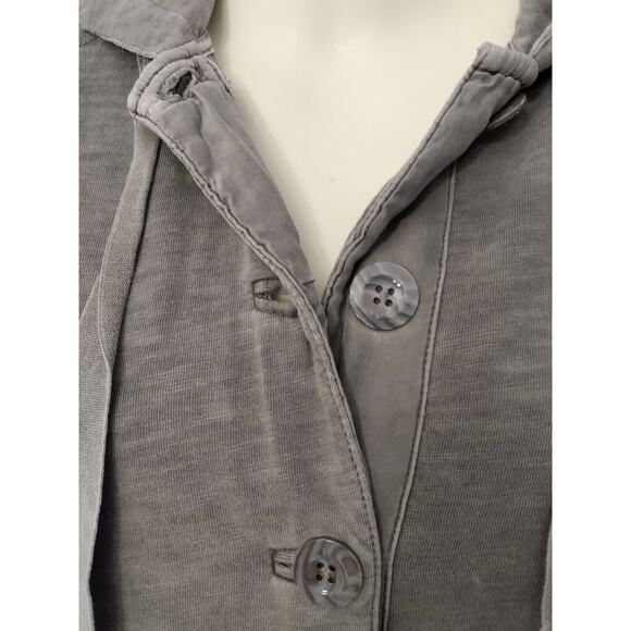 J. Crew 4-Button Pullover Washed Jersey Hoodie, Size M Gray - Picture 2 of 5